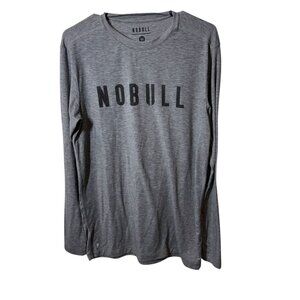 Nobull Gray Long Sleeve Athletic Shirt For Men Medium Lightweight Poly Blend Cas